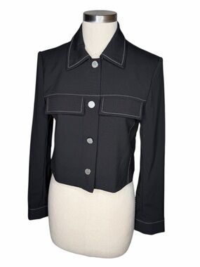 TRUTH BY REPUBLIC Black Cropped Button Front Jacket Women's Size Small Boho Chic